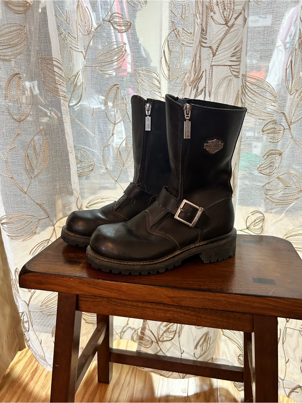 Harley-Davidson Black Leather Rider Buckle Boots